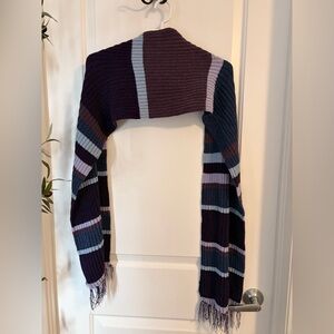 Striped Knit Scarf - Purple and Blue